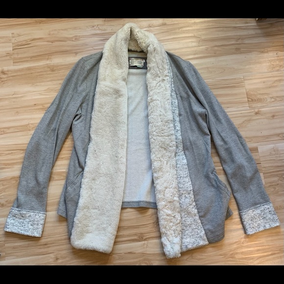 Anthropologie Other - Anthropologie Loungewear Faux Fur Gray Jacket!